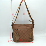 Quilted Nylon Crossbody Bag with Buckle Accents and Tassel Charm