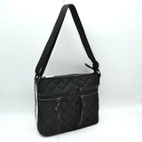 Classic Quilted Nylon Crossbody Bag with Multi-Zipper Pockets