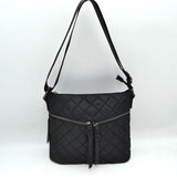 Quilted Crossbody Bag with Curved Zip and Adjustable Strap
