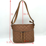 Quilted Crossbody Bag with Curved Zip and Adjustable Strap