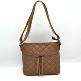 Quilted Crossbody Bag with Curved Zip and Adjustable Strap