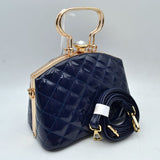 Quilted Top-Handle Handbag with Detachable Shoulder Strap