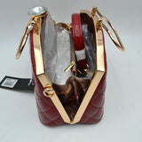 Quilted Top-Handle Handbag with Detachable Shoulder Strap