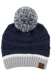C.C Teal Color Ribbed Beanie With Pom