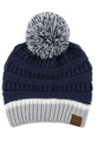 C.C Teal Color Ribbed Beanie With Pom