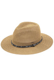 C.C Women's Multi Thread Rhinestone Trim Band Panama Hat