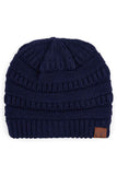 C.C Women's Ribbed Knit Solid Color Beanie