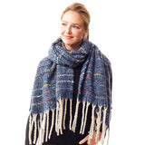 Glitz Colorful Stitch Fuzzy Oblong Scarf