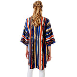 Multi Color Stripe Cover Up Kimono Poncho