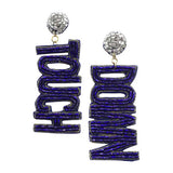 Felt Back Touch Down Message Beaded Dangle Earrings