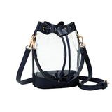 Solid Faux Leather Transparent Bucket Bag