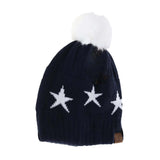 Star Print Pom C.C Beanie