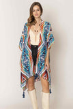 Versatile Aztec Pattern Print Tassel Kimono