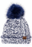 C.C Eyelash Confetti Yarn Knit Beanie With Pom