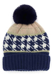 Houndstooth PomPom Beanie