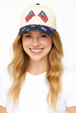 Two American Flag with Color Rope and Stars Baseball Cap