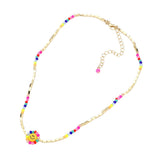 Faceted Bead Trimmed Smile Accented Necklace