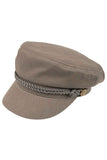 C.C Rope with Button Deco Solid Color Cotton Fish Man Cap
