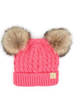 C.C kids double pom pom all over cable pattern beanie hat
