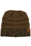 C.C Leopard Cuff Ribbed Beanie