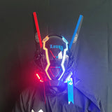 Punk mask round lights wing braids triangle lights music festival LED glow tech sense boy helmet Halloween