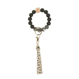 PU Tassel Keychain Women's Bag charm Silicone Beaded Keychain Wristlet Key Ring Bracelet Cute Car Key Chain Holder for Women Girls