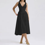 Women's Fashion Sexy V-Neck Halter Suspender Printed Dress