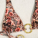 Swimsuit female sexy slim halter strap printed briefs bikini bikini