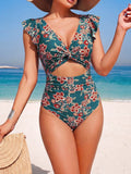 One Piece Ruffled Swimsuit Tummy Control High Waist Bathing Suit for Bikini