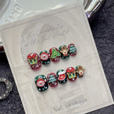 Christmas Collection Merry Christmas Heavy Industry Handmade Nail Art Long Short Fake Nails