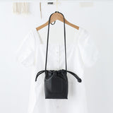 Soft PU Cute Mini Mobile Phone Bag - Fashionable Pleated Shoulder Women's Bag, Simple Drawstring Crossbody Small Square Bag