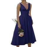 Women's Fashion Sexy V-Neck Halter Suspender Printed Dress