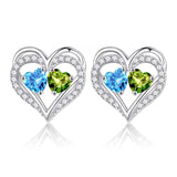 Sterling Silver Birthstone Heart Earrings new