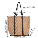 Embroidered Cotton Rope Strap Straw Bag – Hollow-Out Woven Beach Tote, Vacation Shoulder Purse