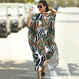 Black & Brown Striped Beach Robe ¨C Sexy Single-Breasted Bikini Cover-Up, Vacation Kimono