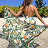 Triangle Sexy One Piece Tropical Print Swimsuit Women's Two Piece Set