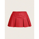 Women's Sexy Crop Top Leather Skirt