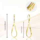 Gold Earrings for Women Hypoallergenic Leverback Drop Dangle Earrings Trendy 14K Gold Plated Twisted Spiral Teardrop Rhombus Heart Dangle Earring for Women Dainty Fashion Jewelry Gifts