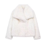 Women's Faux Fur Coat with Large Lapel Trendy