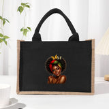 Cotton and linen canvas tote bag, printed letter tote bag, portable light handbag, gift shopping bag