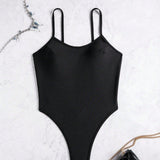 One-piece halter swimsuit solid color simple trend swimsuit bikini women's one-piece