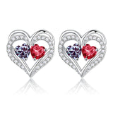 Sterling Silver Birthstone Heart Earrings