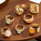 Moonstone Irregular Wide Band Ring for Women Fashion Elegant 7pcs Jewelry Set