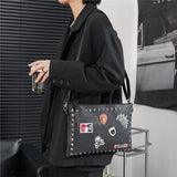 Black rivet clutch bag shoulder messenger bag envelope bag evening