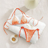 Women's Swimsuit Water Wave Pattern Bikini Set with Straps Sexy