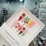 Handmade 3D engraving Pinch Press on Nails Hand painted Color smudge Watercolor handcrafted design Light luxury wear