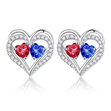 Sterling Silver Birthstone Heart Earrings new