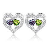 Sterling Silver Birthstone Heart Earrings