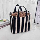 Drawstring Striped Knit Tote – Custom Fashion Large Travel Bag, Premium Camping Shoulder Purse