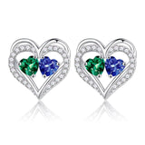 Sterling Silver Birthstone Heart Earrings